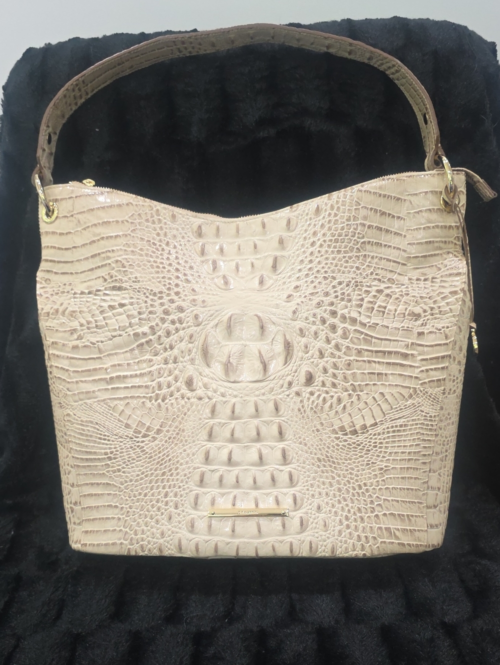Brahmin Croc-Embossed Leather Tote Cream and Beige